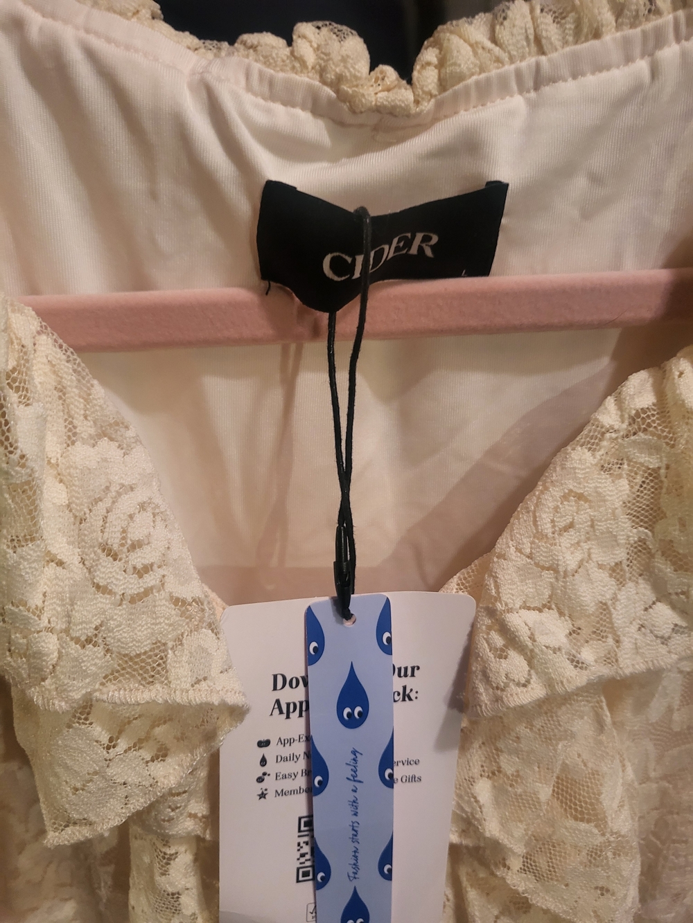 Cider Cream Lace Ruffle Mini Dress - Picture 2 of 2